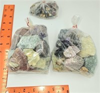 3 Assorted Bags of Agates and Minerals