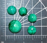 Round Malachite Cabochons (#4 Total)