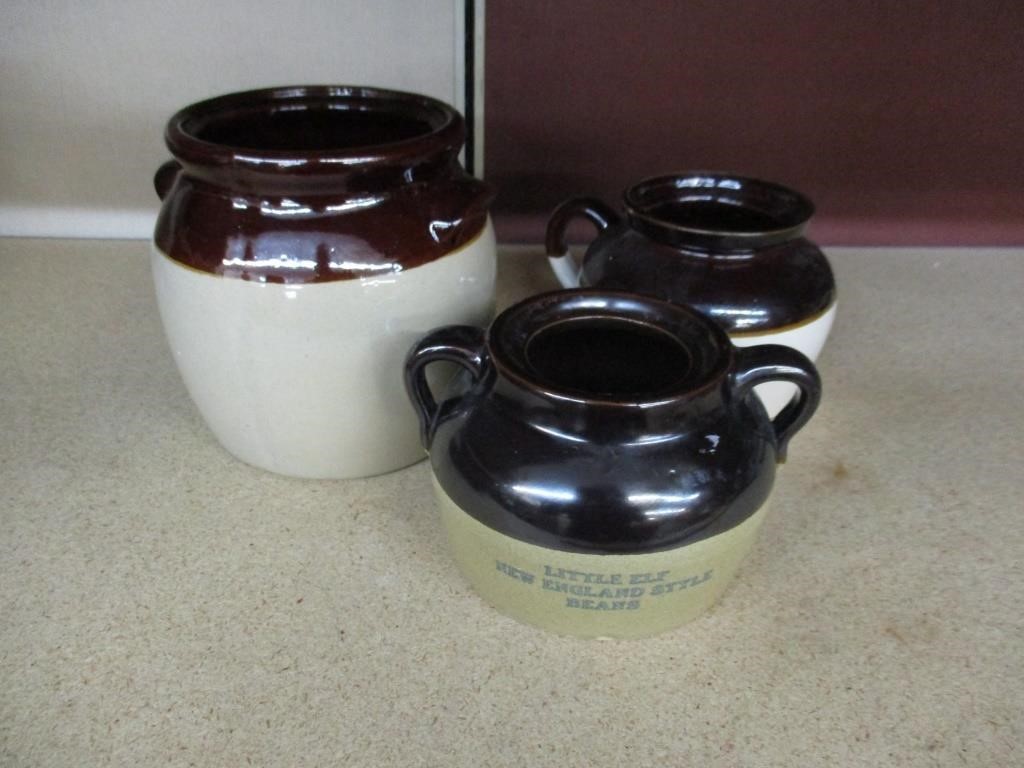 lot of 3 Monmouth crock Handled Pots