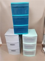3- Sterilite 3 Drawer Storage Containers one is