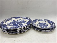 Crown Ducal Bristol Blue White Scalloped Plates