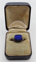 (U) vtg Art Deco Chalcedony Silvertone Ring in