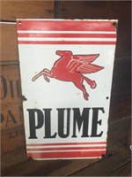 Original enamel Plume  bowser sign, approx 30x50cm