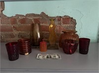 Misc. Decoration Lot reds/ambers vases