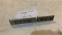 Vintage Chevy Type LT Car Badge Emblem