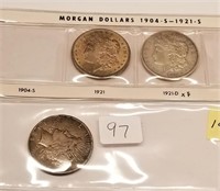 (2) 1921 Morgan Dollars; 1922 Silver Dollar