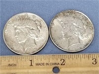 Lot of 2 Peace silver dollars 1923D, 1923      (k