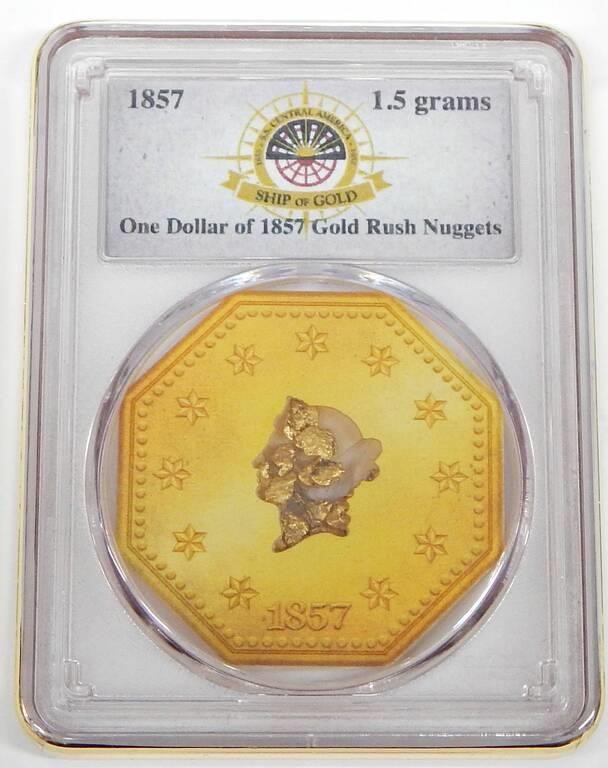 1.5 GRAMS S.S. CENTRAL AMERICA GOLD NUGGETS - PCGS