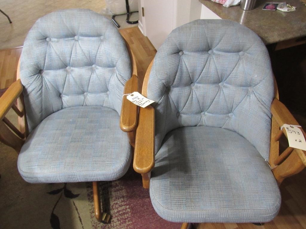 Blue Upholstered Dining Room Chairs on Rollers