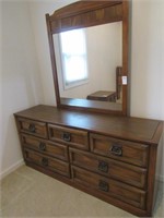 Wood Seven Drawer Dresser w/Mirror NO SHIP