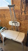 Shower stool and crutches