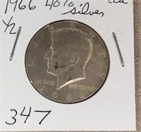1966  Kennedy Half Dollar 40% Silver AU