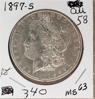 1897S Morgan Silver Dollar AU58