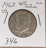 1965  Kennedy Half Dollar 40% Silver AU