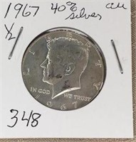 1967  Kennedy Half Dollar 40% Silver AU