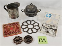 Victorian Silver Covered Butter & Other Tin Ware