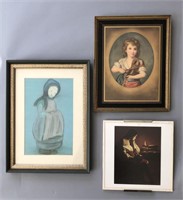 3 Framed Pictures of Famous Paintings