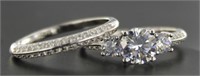 Brilliant White Topaz 1.50 ct 2 pc Wedding Set