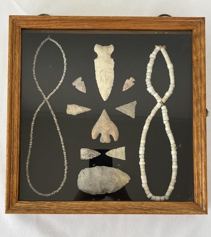 Arrowheads & Bead Necklaces Shadowbox
Oak &