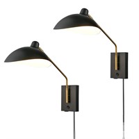 CLAXY Swing Arm Bedroom Wall Sconces Modern Black