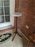 Marble top table with pedestal bottom 3 ft tall