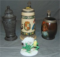 Four Piece Porcelain and Stein Lot.