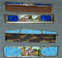 Silver-Enameled Combs. Lot of 2.