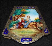 Silver-Enameled Compact.