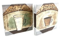 2 imprimés sur toile Café Latte et Espresso 12"x12