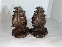 1930s CH Inc NYC Cast Metal clipper ship bookends