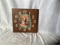 Vintage wood clock 8.5” x 8.5”