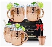 Moscow Mule Copper Mugs with 4 Straws and Shot