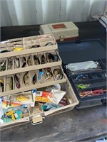 2 full fishing tackle boxes & 1empty tackle box