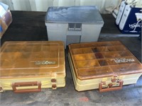 three Plano Fishing boxes full of tackle