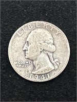 1941 Washington Quarter G Good 90% Silver 25c US