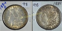1884 & 84-O Morgan Dollars