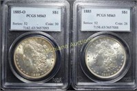 1885 & 1885-O Morgan Dollars MS64 PCGS