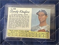 1962 JEELO BLANK BACK 109 SANDY KOUFAX