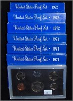 6 U.S. Proof Sets: (3) 1971-S. (3) 1972-S.