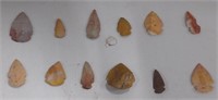 (AB) Lot of 12 stone arrowheads