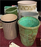 5 vintage wastebaskets toleware 3 are Ransburg!