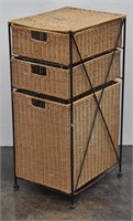 Three Drawer Small Wicker Storage Cabinet