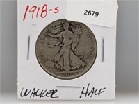 1918-S 90% Silver Walker Half $1 Dollar
