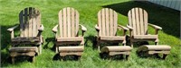 4x$ Folding Adirondack chairs with foot stools.
