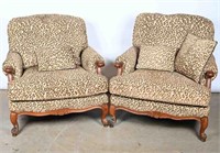 Leopard Print Upholstered Arm Chairs