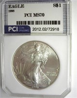 1998 Silver Eagle MS70 LISTS $1700