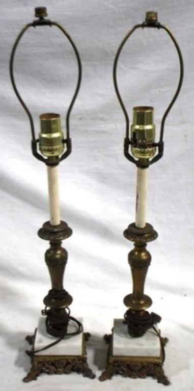 Pair of Lamps w/ marble bases - 23.25 tall