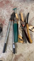 Handsaw, loppers, hedge trimmers, garden duster