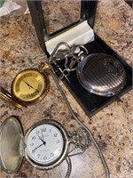 3 pocket watches 2 Geneva and one Timex