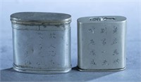 2 Chinese metal snuff boxes.